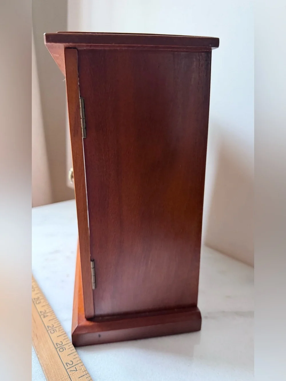 Wooden Glass-Front Jewelry Cabinet in Warm Brown vintage jewelry holder storage